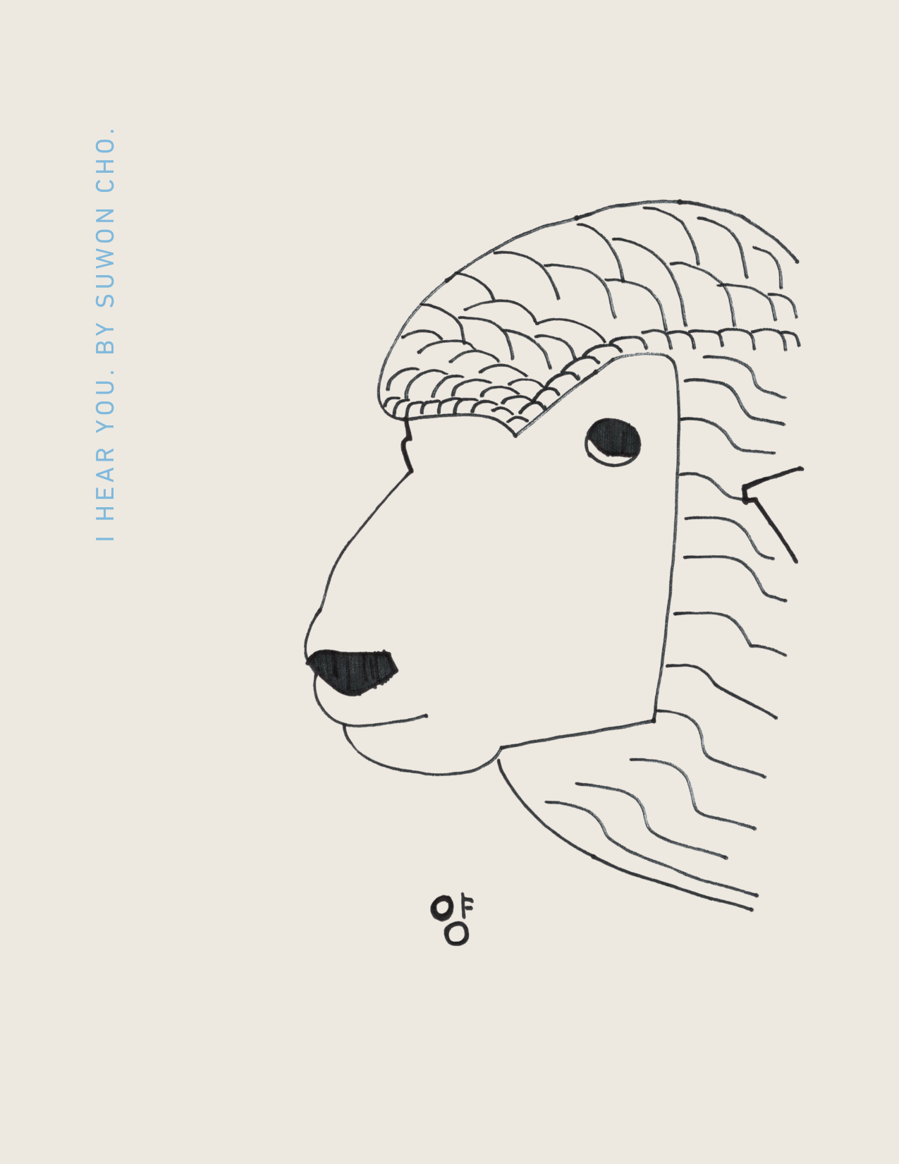 "I Hear You" Sheep Postcard by Suwon Cho