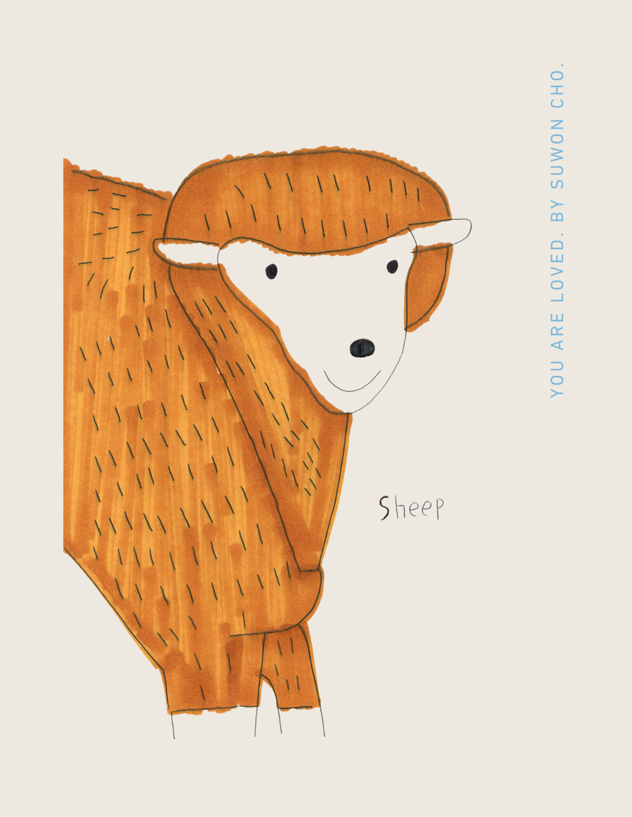 "You Are Loved" Sheep Postcard by Suwon Cho